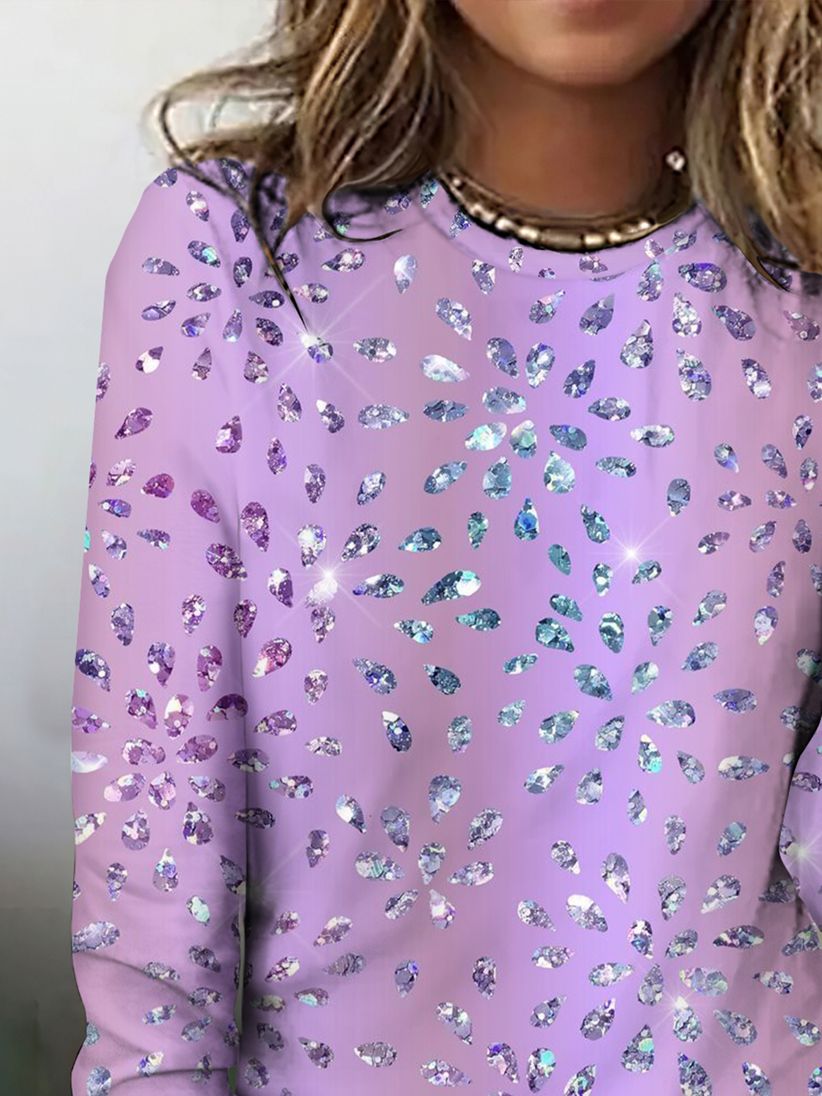 Vintage Geometric Crew Neck Long Sleeve T-shirt