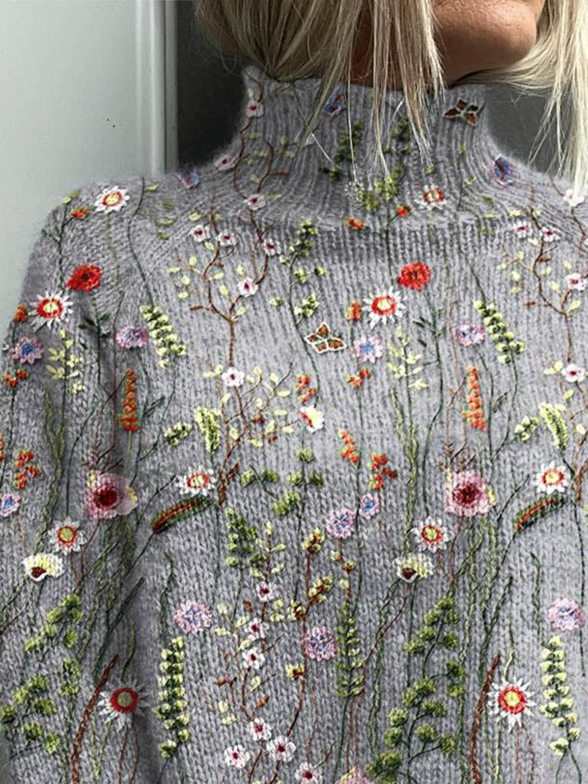 Women Floral Long Sleeve Comfy Casual Sweater