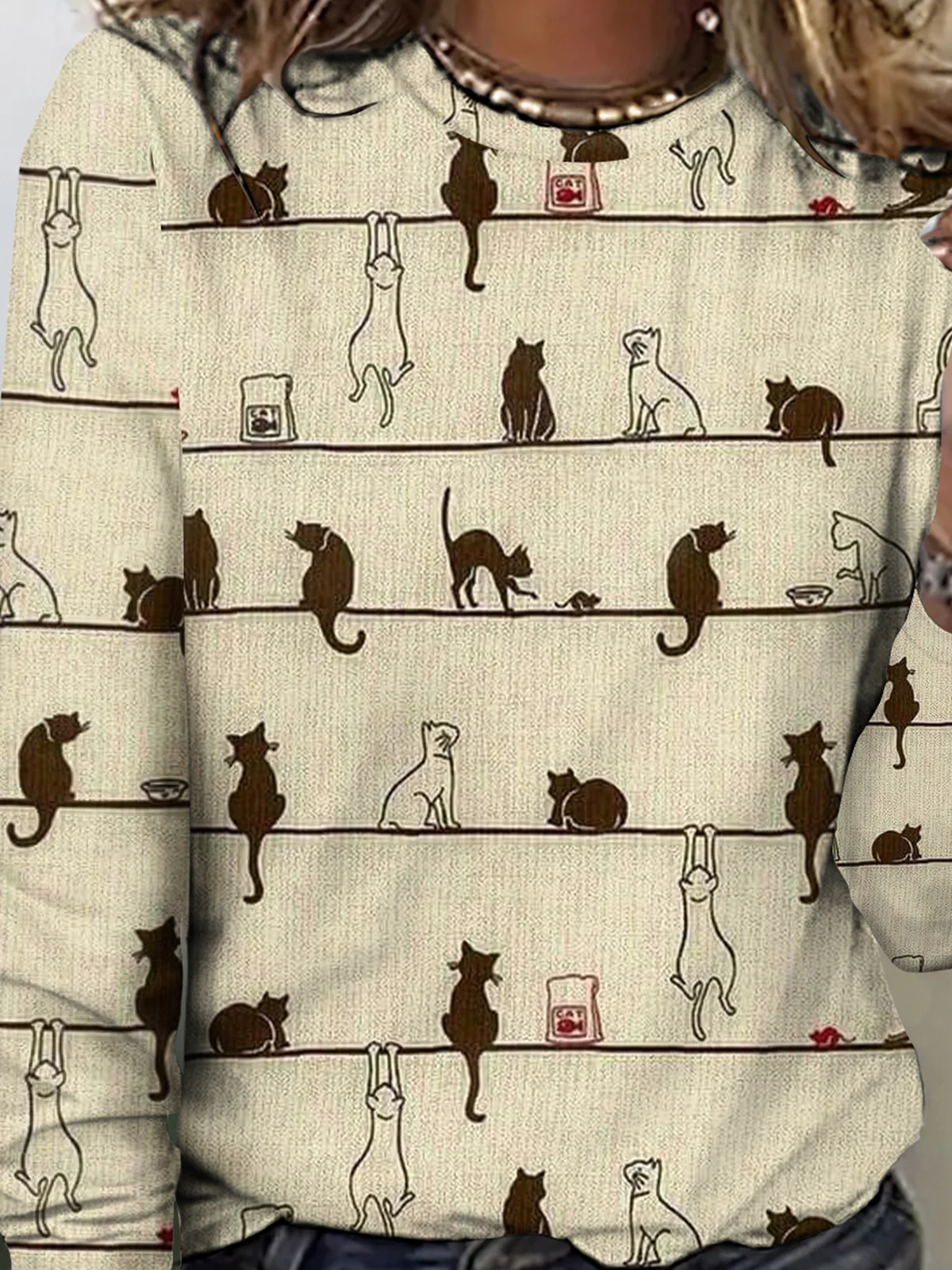 Vintage Striped Crew Neck Long Sleeve T-shirt