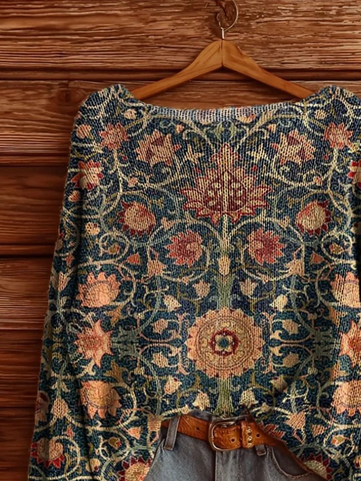 Women Ethnic Long Sleeve Comfy Vintage Sweater