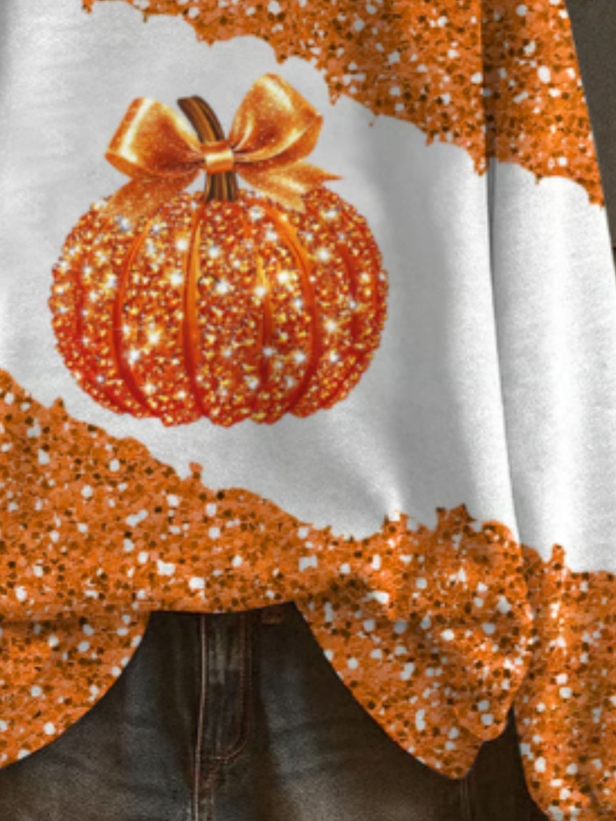 Vintage Crew Neck Halloween Pumpkin Print Loose Sweatshirt
