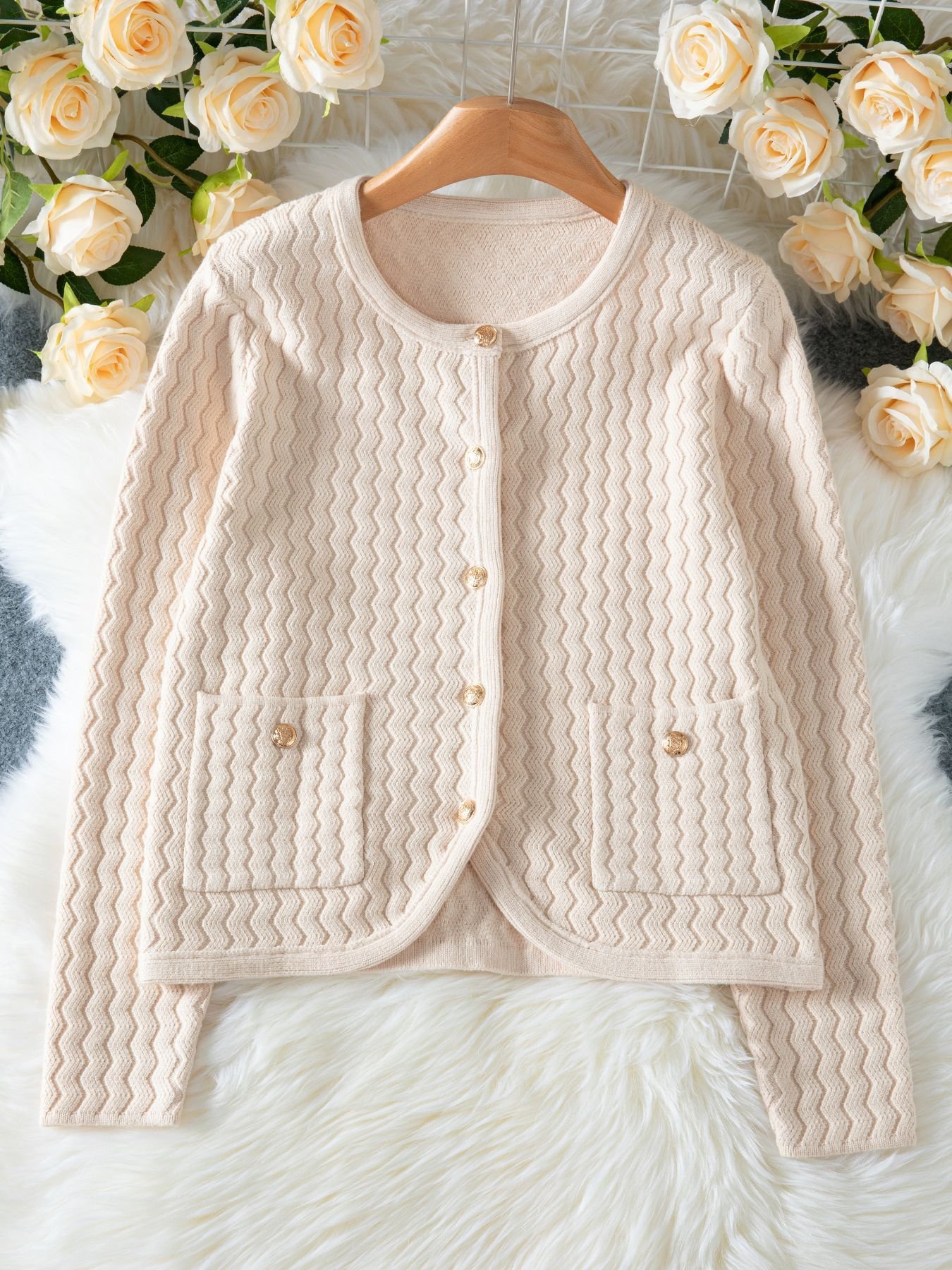 Women Cotton Plain Long Sleeve Comfy Casual Cardigan