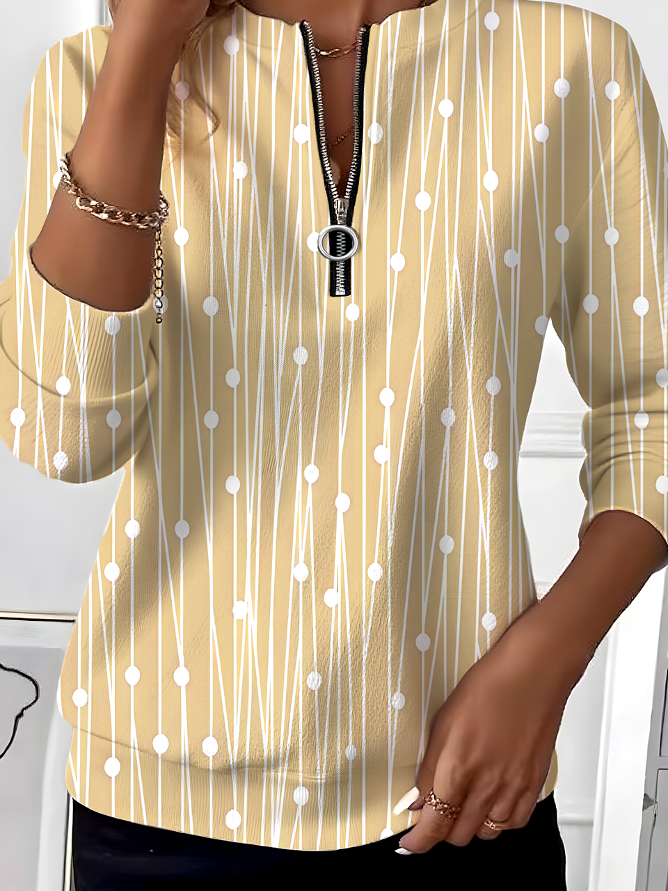 Vintage Crew Neck Geometric Sweatshirt