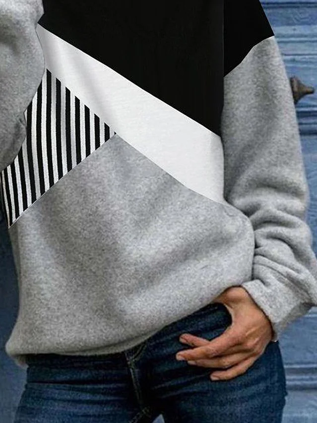 Casual Hoodie Multicolor Block Hoodie Printing