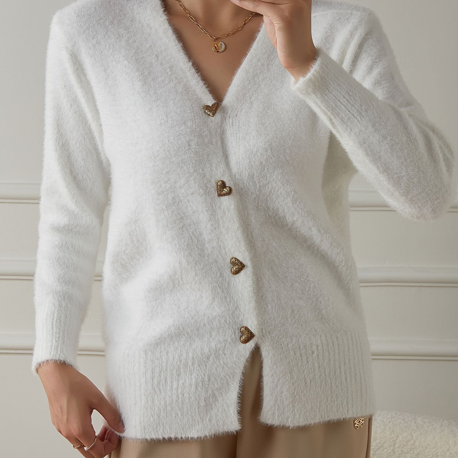 Women Cotton Plain Long Sleeve Comfy Casual Sweater