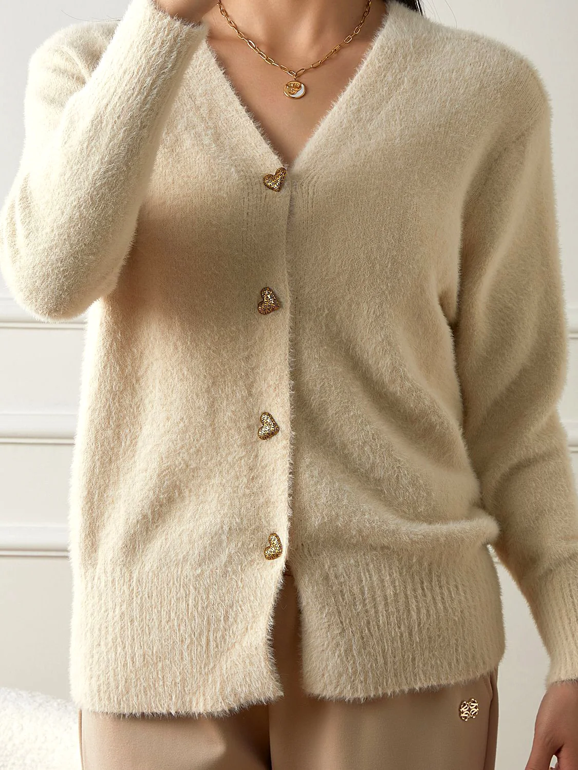 Women Cotton Plain Long Sleeve Comfy Casual Sweater