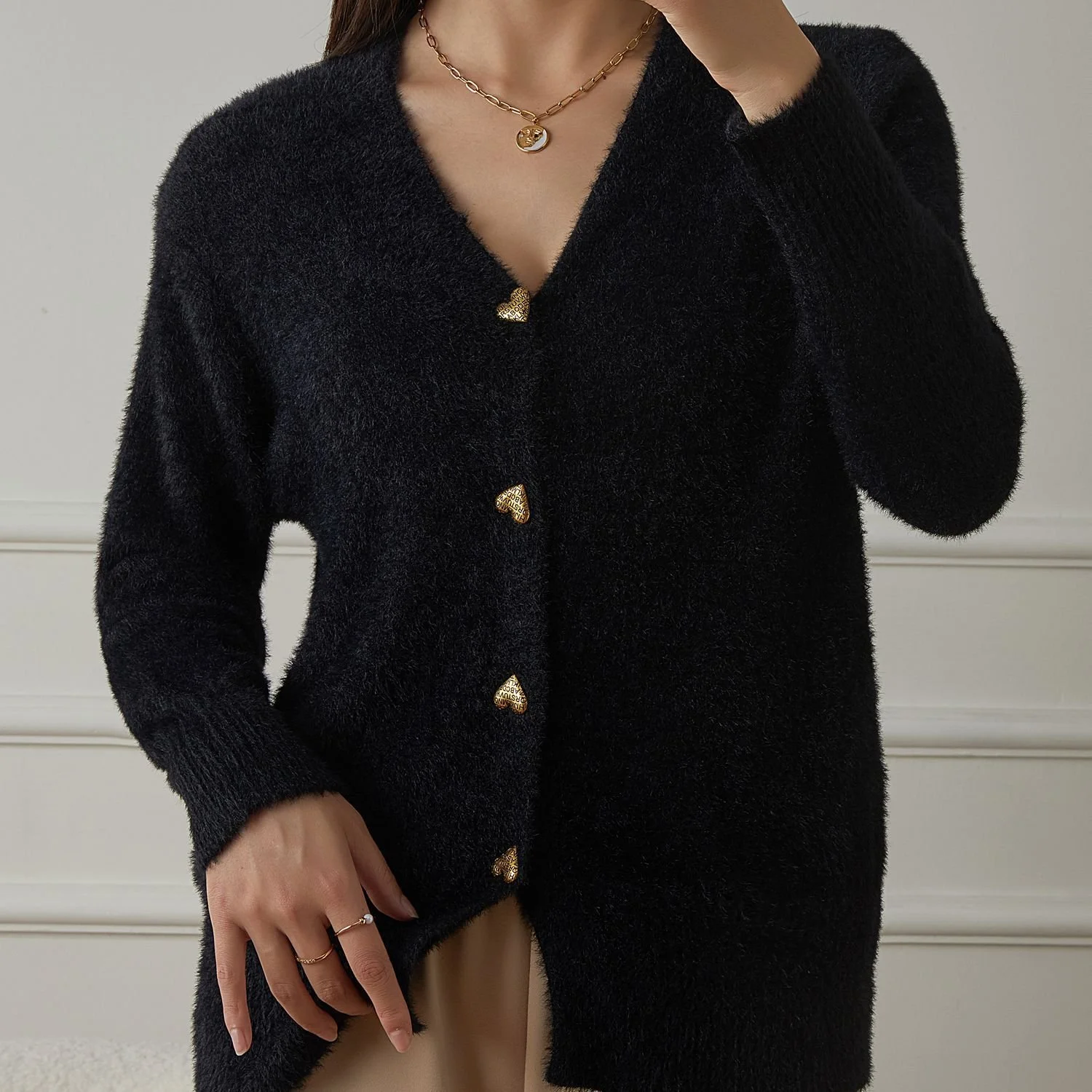Women Cotton Plain Long Sleeve Comfy Casual Sweater