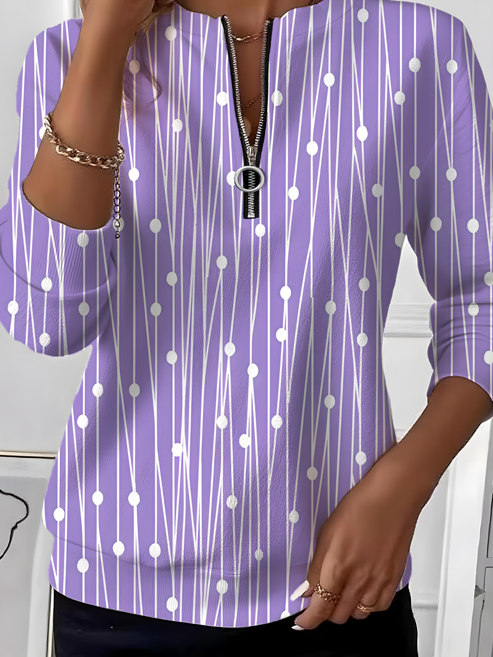 Vintage Crew Neck Geometric Sweatshirt