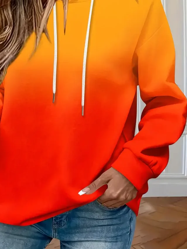 Casual Hoodie Ombre Hoodie Printing