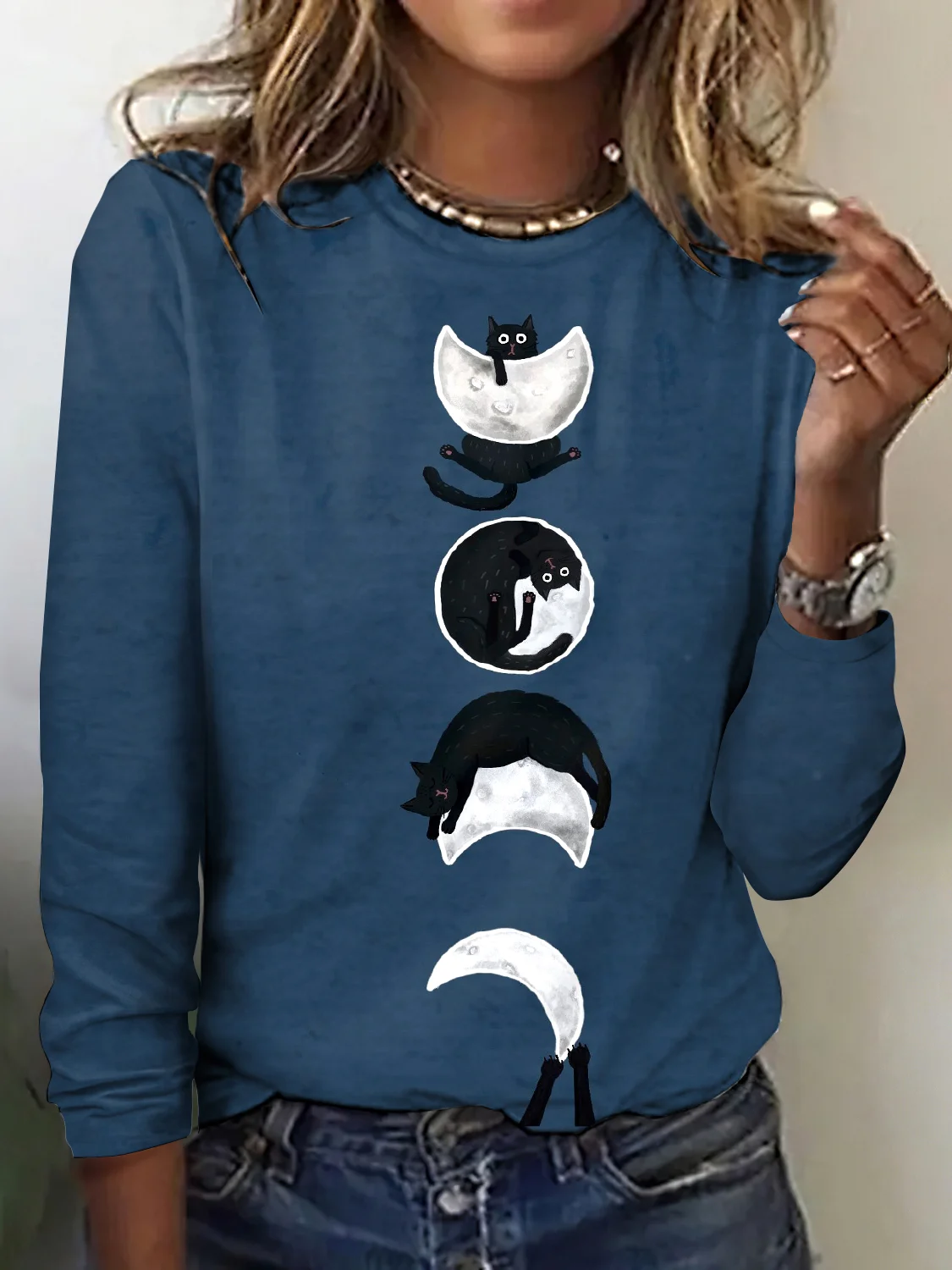 Vintage Animal Crew Neck Long Sleeve T-shirt