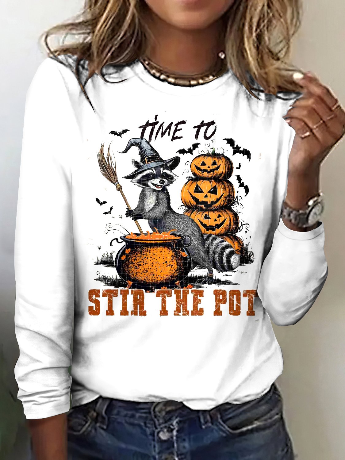 Vintage Animal Crew Neck Long Sleeve T-shirt