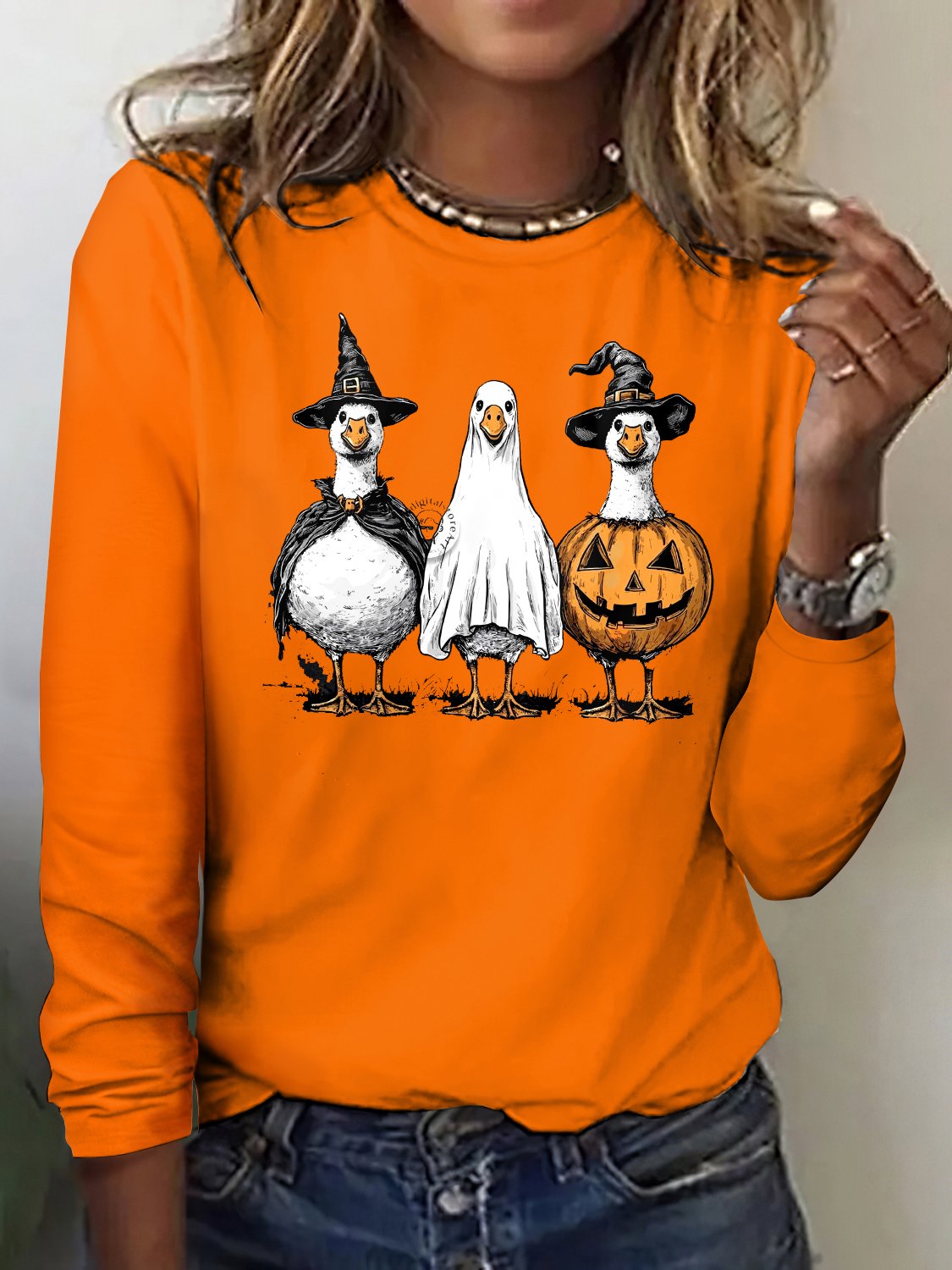 Vintage Animal Crew Neck Long Sleeve T-shirt