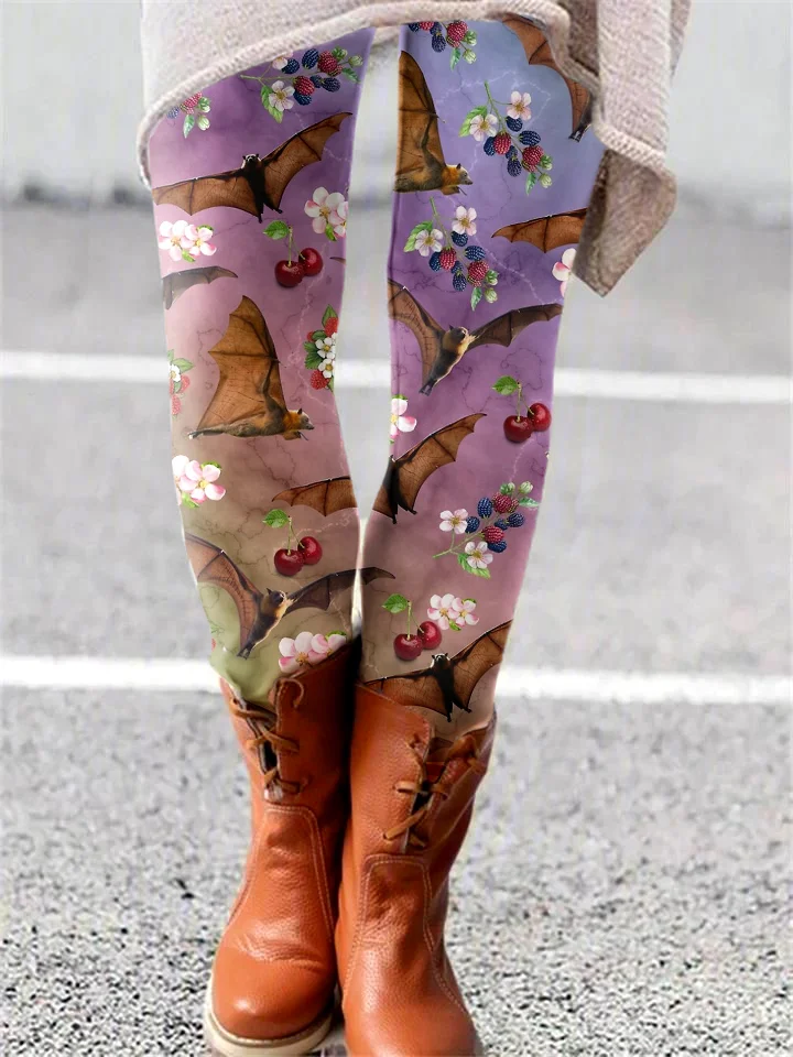 Halloween Women Cute Ghost Print Vintage All Season Long Leggings