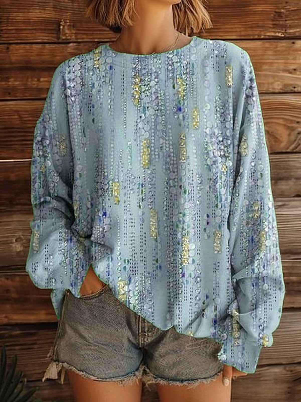 Vintage Crew Neck Ombre Sweatshirt