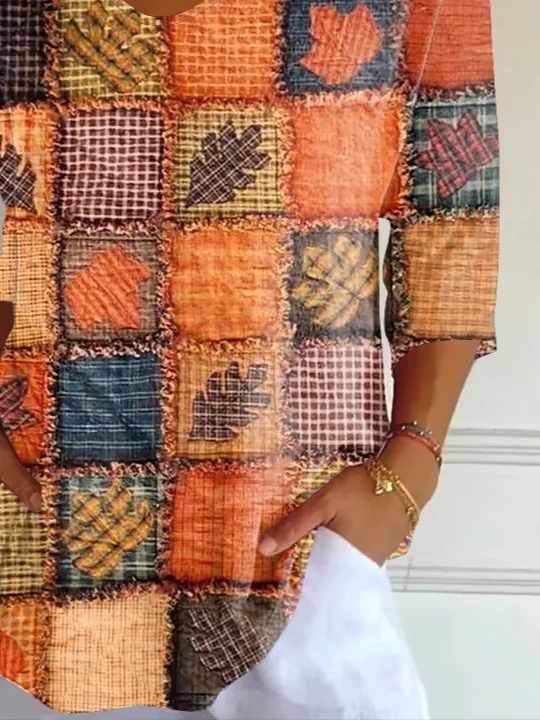 Casual Halloween V Neck Three Quarter Sleeve T-shirt