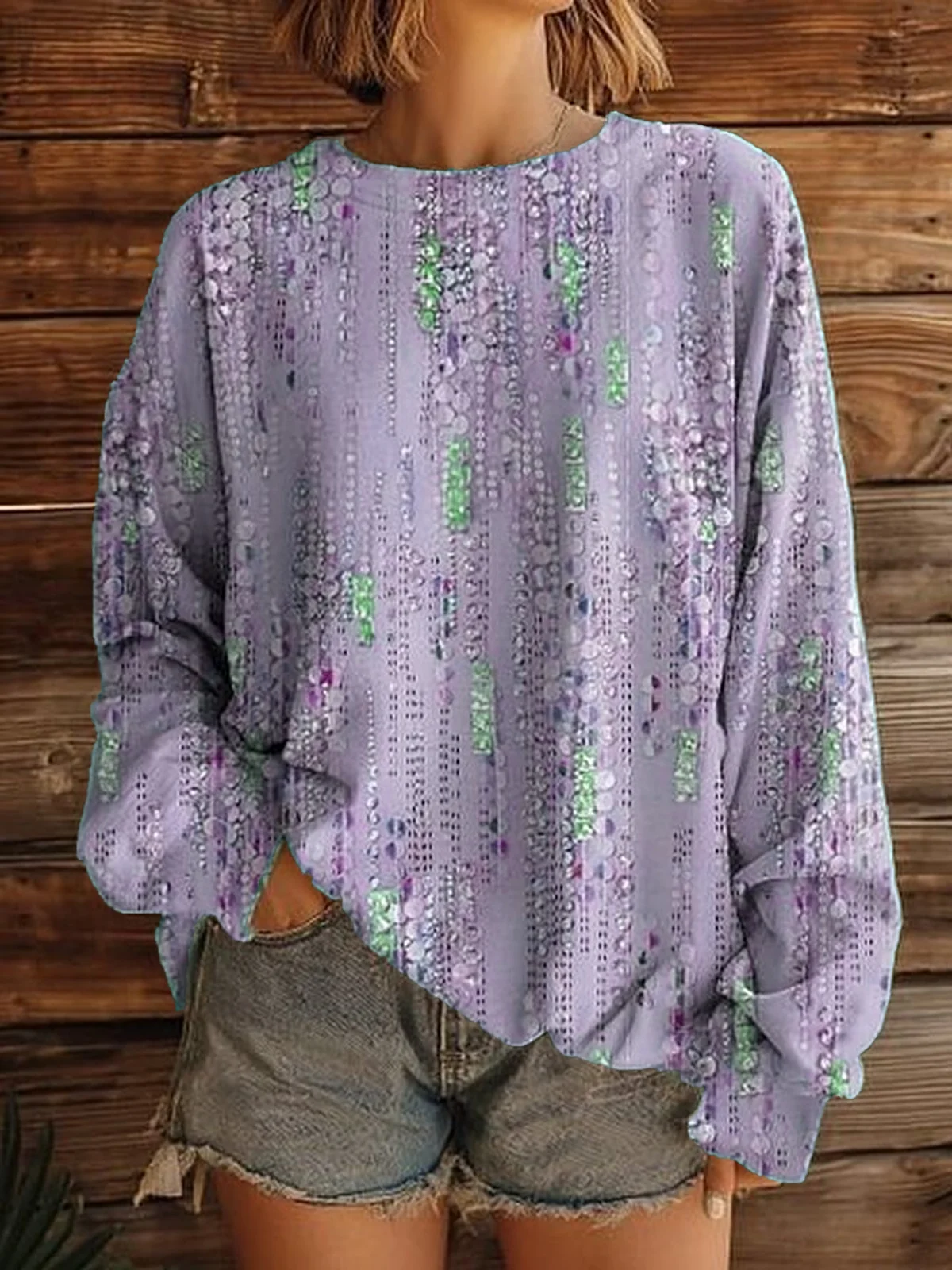 Vintage Crew Neck Ombre Sweatshirt