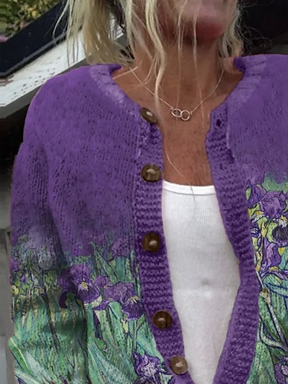 Women Wool/Knitting Floral Long Sleeve Comfy Casual Cardigan