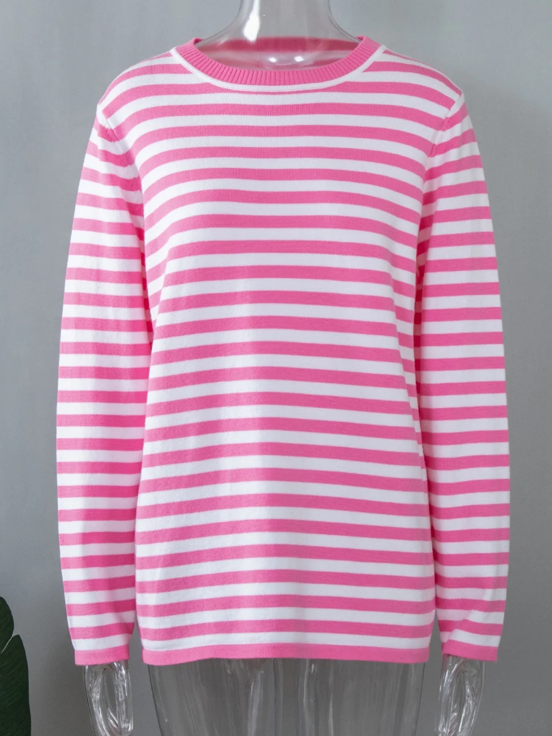Women Striped Long Sleeve Comfy Street Split Joint Sweater