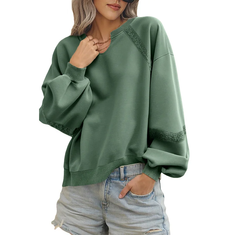 Casual V Neck Color Block Sweatshirt