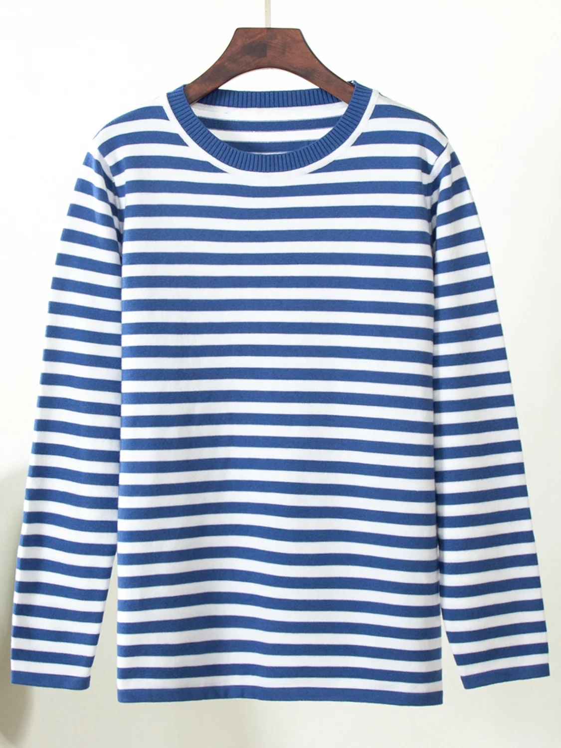 Women Striped Long Sleeve Comfy Street Split Joint Sweater