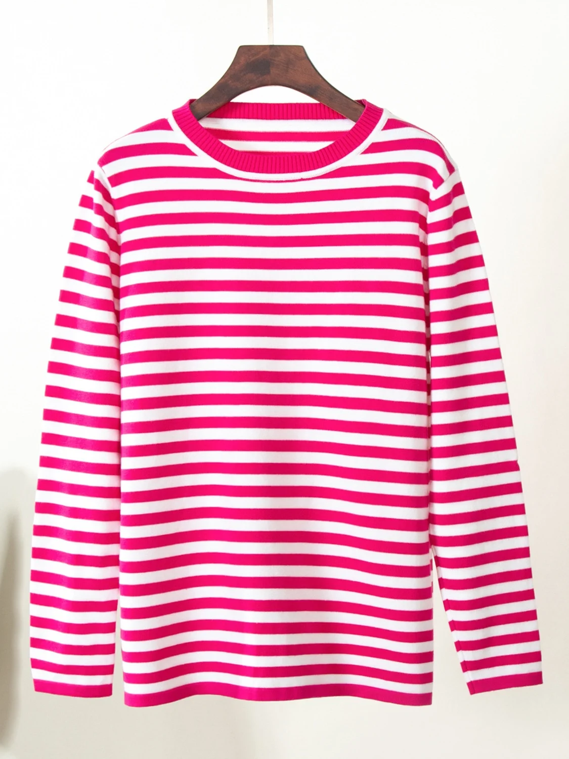Women Striped Long Sleeve Comfy Street Split Joint Sweater