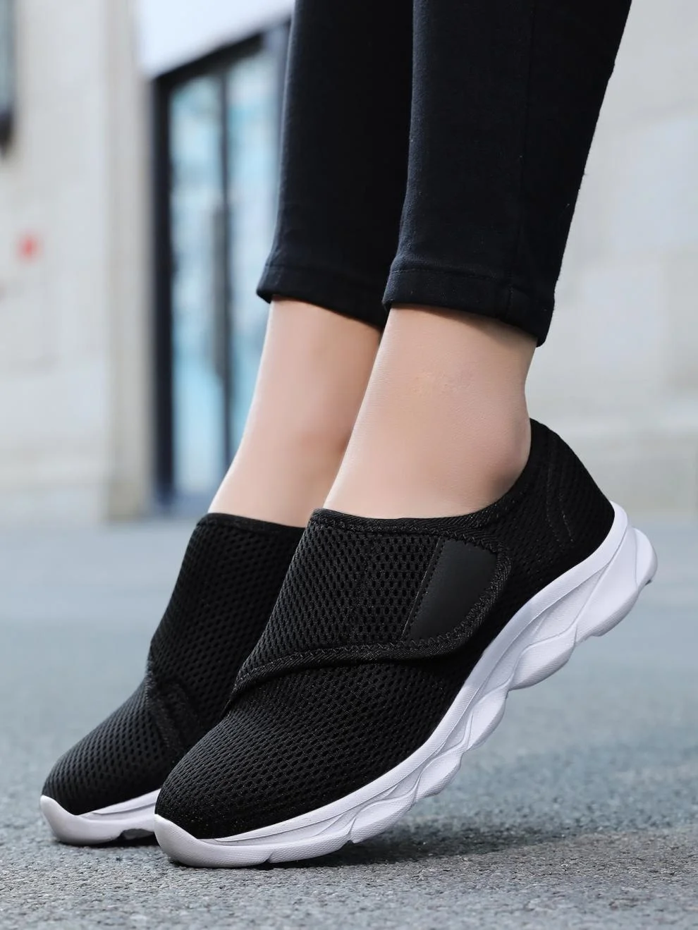 Casual Plain Hook And Loop Low Heel Fly Woven Shoes Split Joint