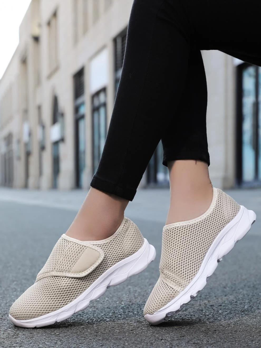 Casual Plain Hook And Loop Low Heel Fly Woven Shoes Split Joint
