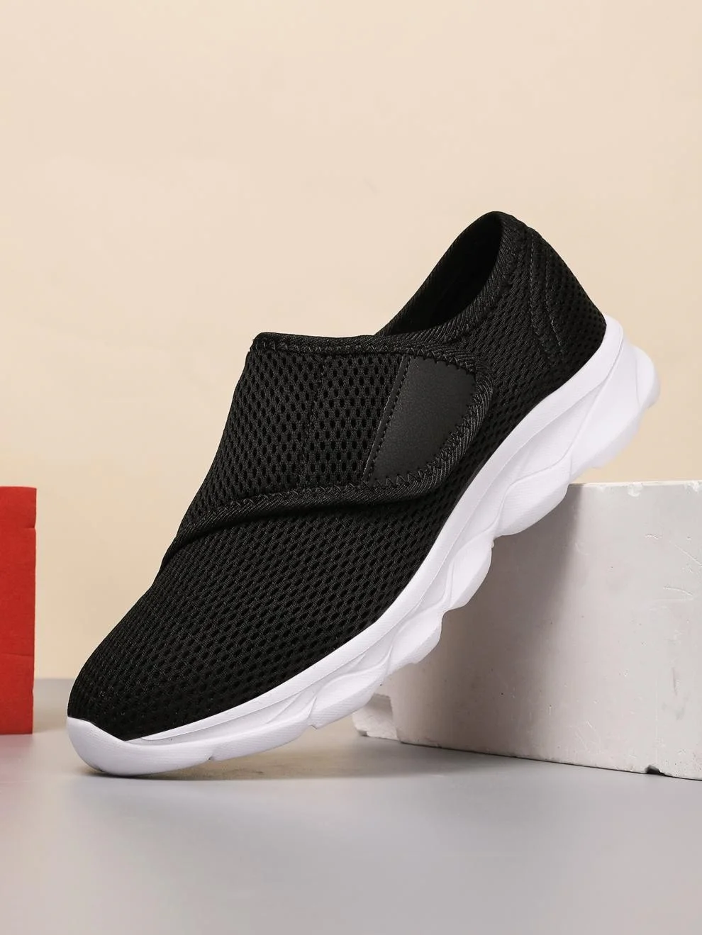 Casual Plain Hook And Loop Low Heel Fly Woven Shoes Split Joint