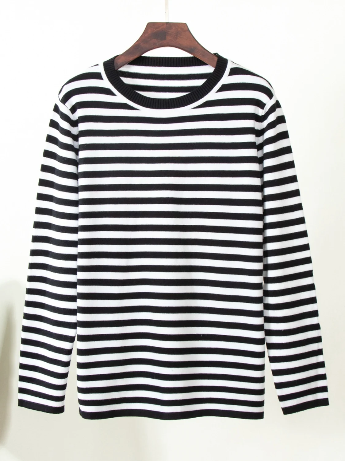 Women Striped Long Sleeve Comfy Street Split Joint Sweater