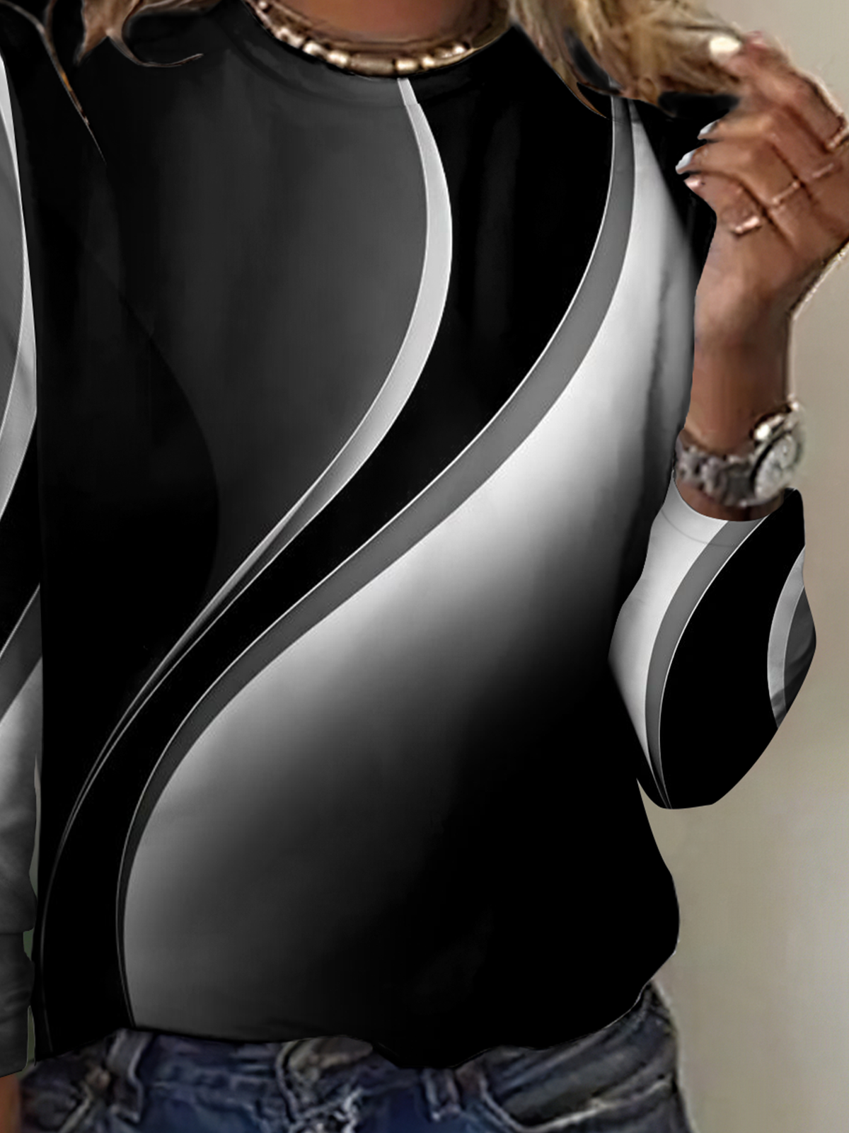 Vintage Striped Crew Neck Long Sleeve T-shirt