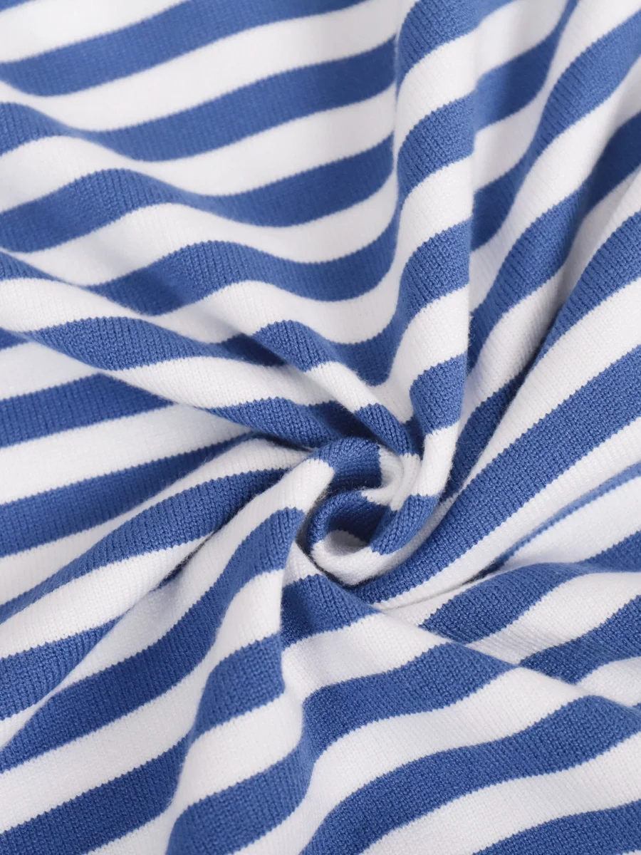 Women Striped Long Sleeve Comfy Street Split Joint Sweater