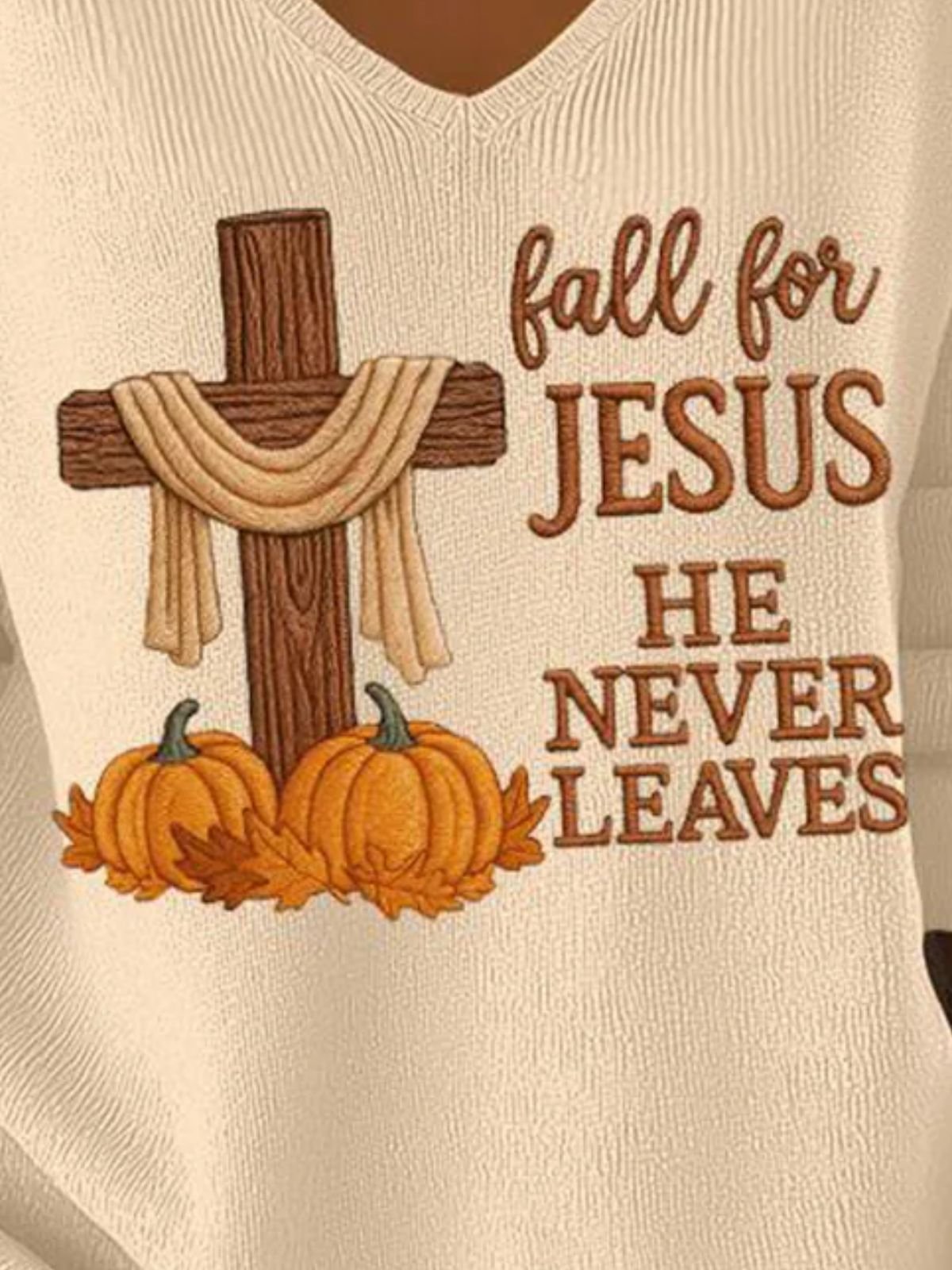 Women Cotton Jesus Copy Long Sleeve Comfy Casual Sweater