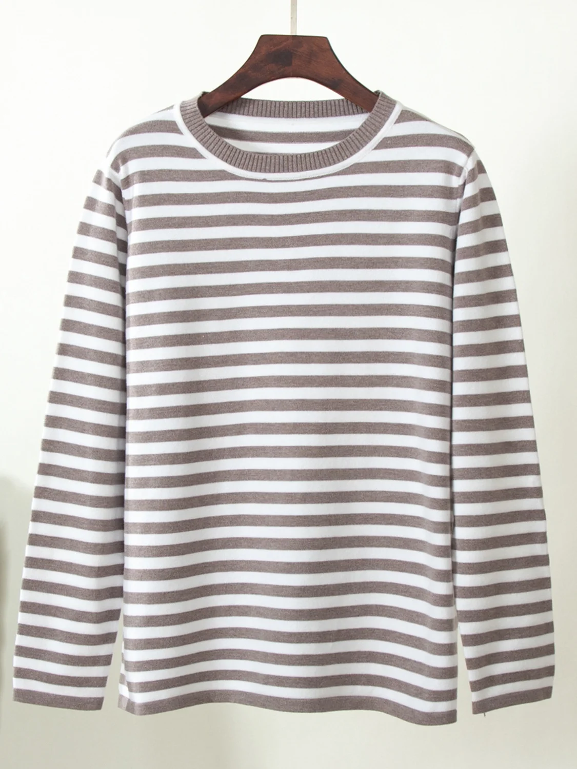 Women Striped Long Sleeve Comfy Street Split Joint Sweater