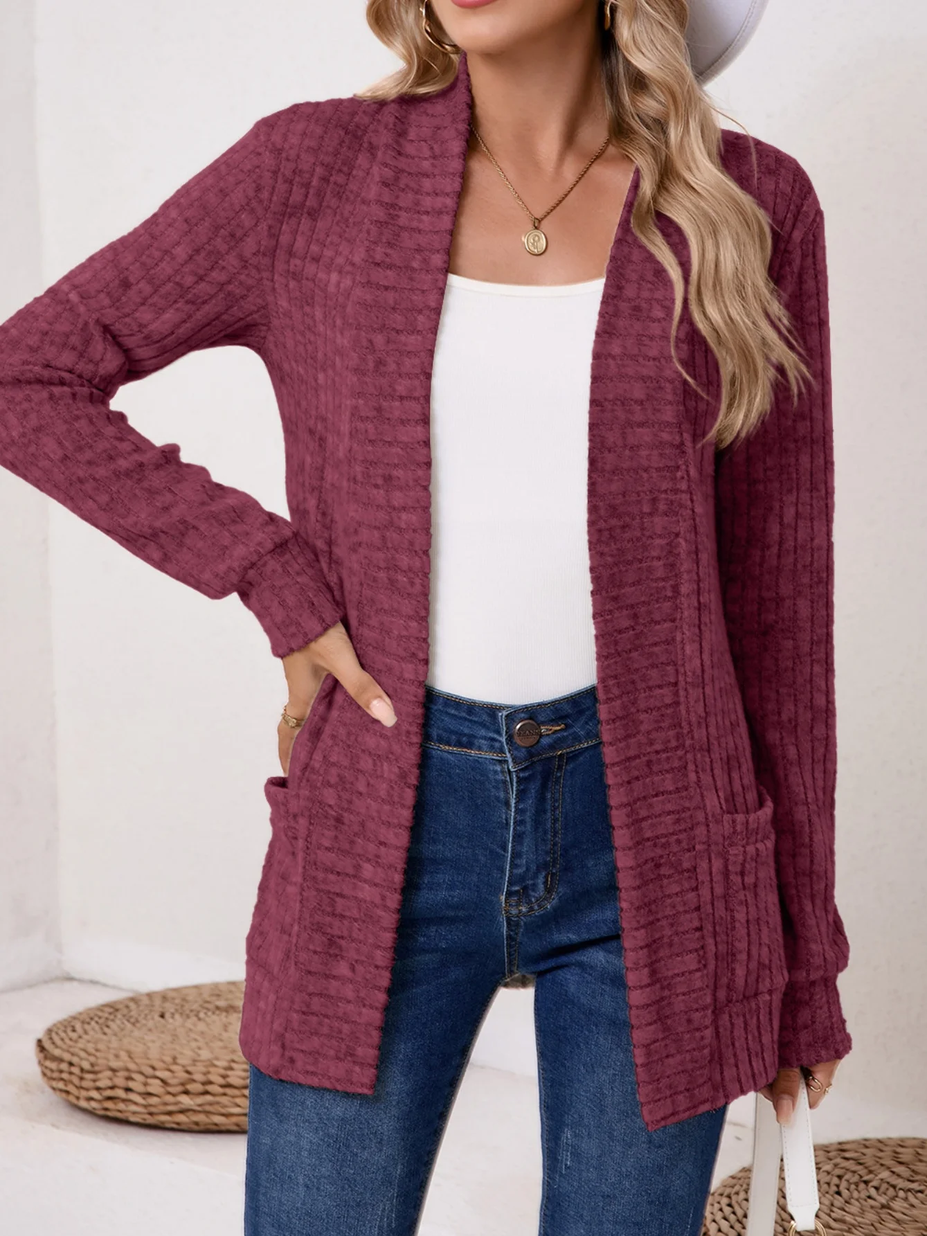 Women Spring/Fall Outerwear Vintage Split Joint Plain Long Sleeve Jacket