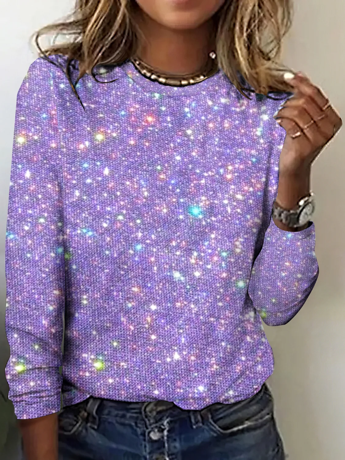 Vintage Ombre Crew Neck Long Sleeve T-shirt