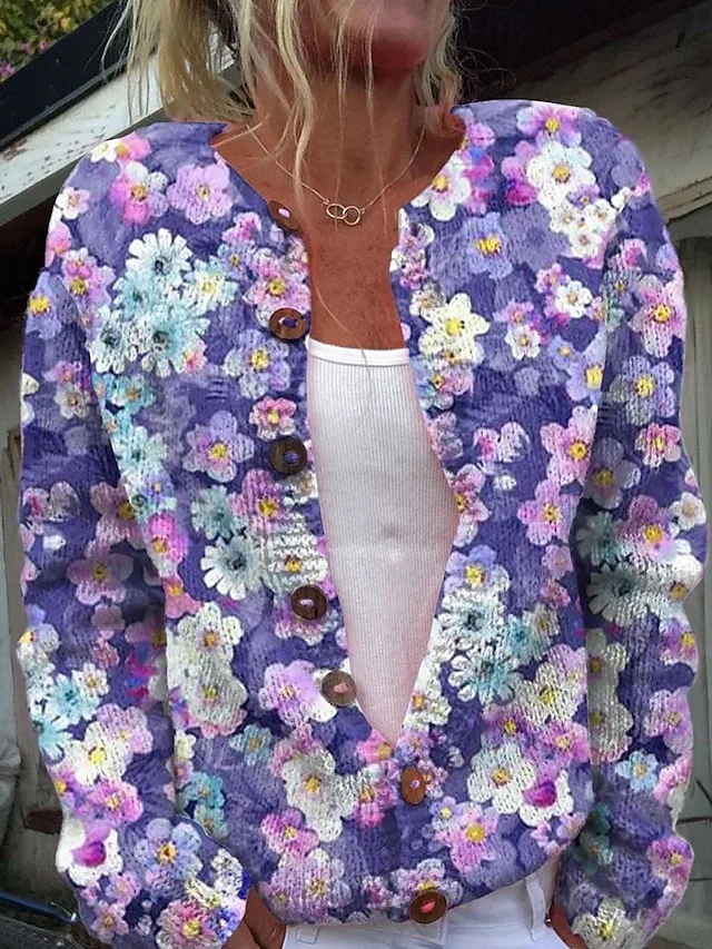 Women Wool/Knitting Halloween Long Sleeve Comfy Casual Cardigan