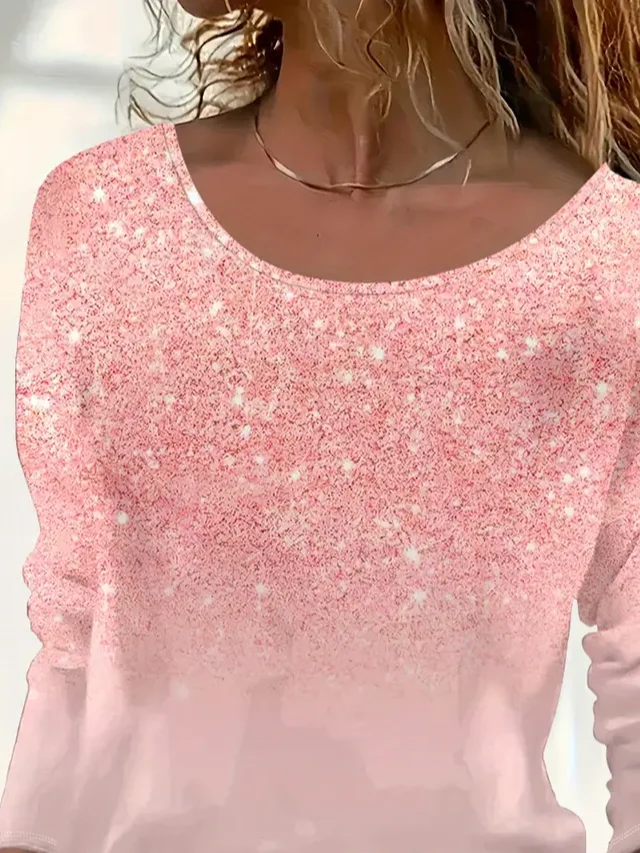 Casual Abstract Crew Neck Long Sleeve T-shirt