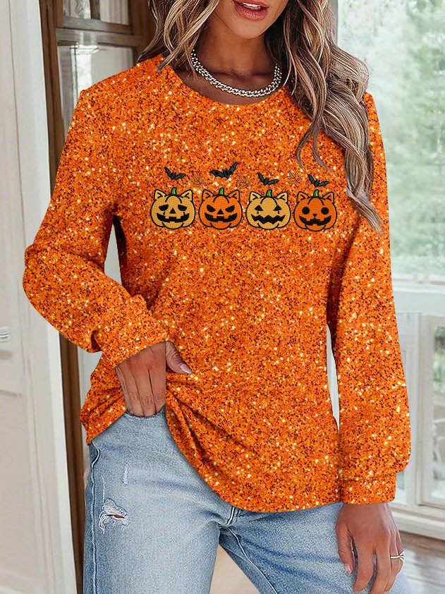 Casual Crew Neck Plain Sweatshirt