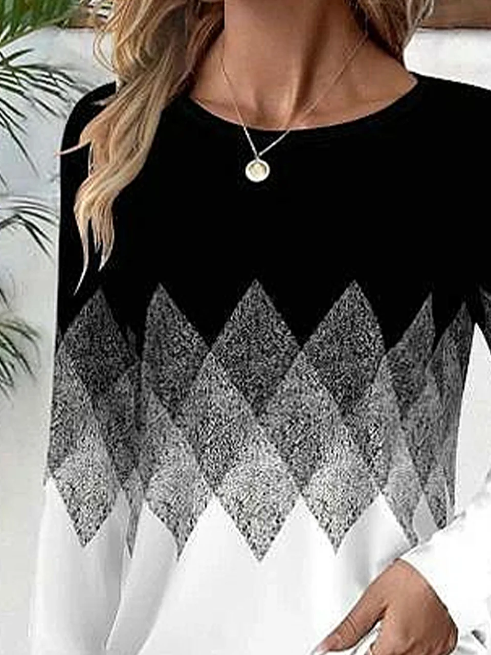 Casual Abstract Crew Neck Long Sleeve T-shirt
