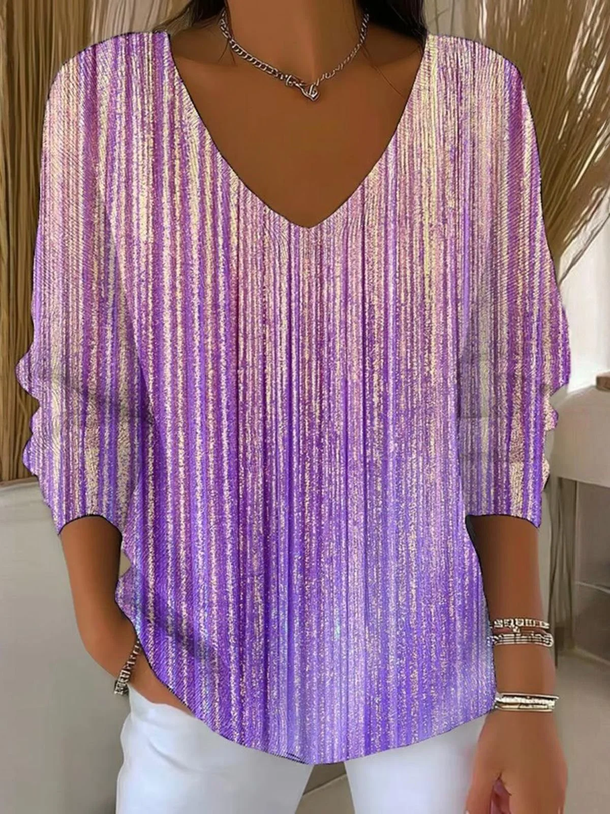 Women Cotton Striped Long Sleeve Comfy Casual Sweater