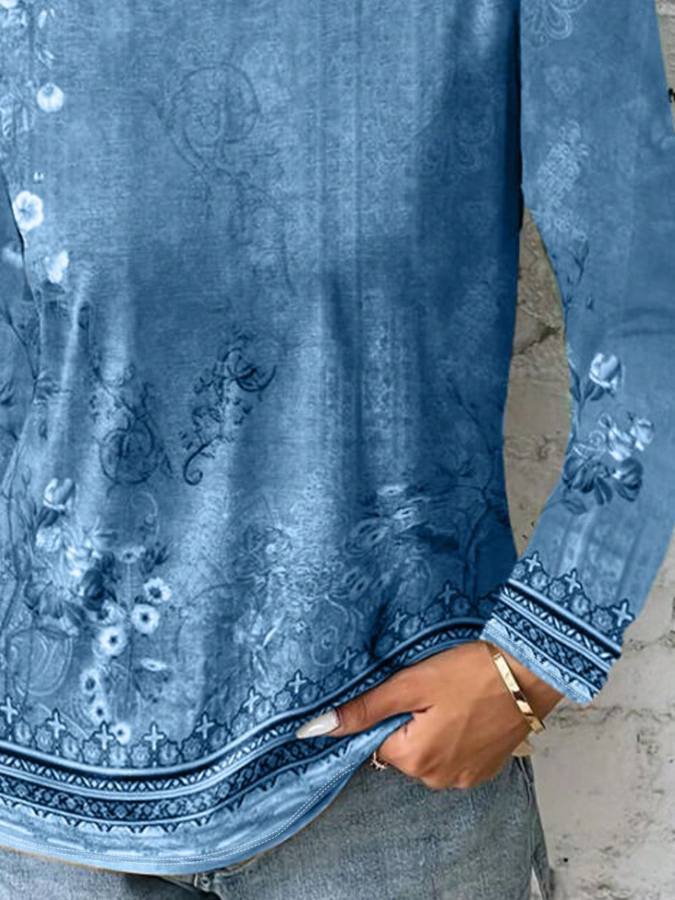 Casual Floral Crew Neck Long Sleeve T-shirt