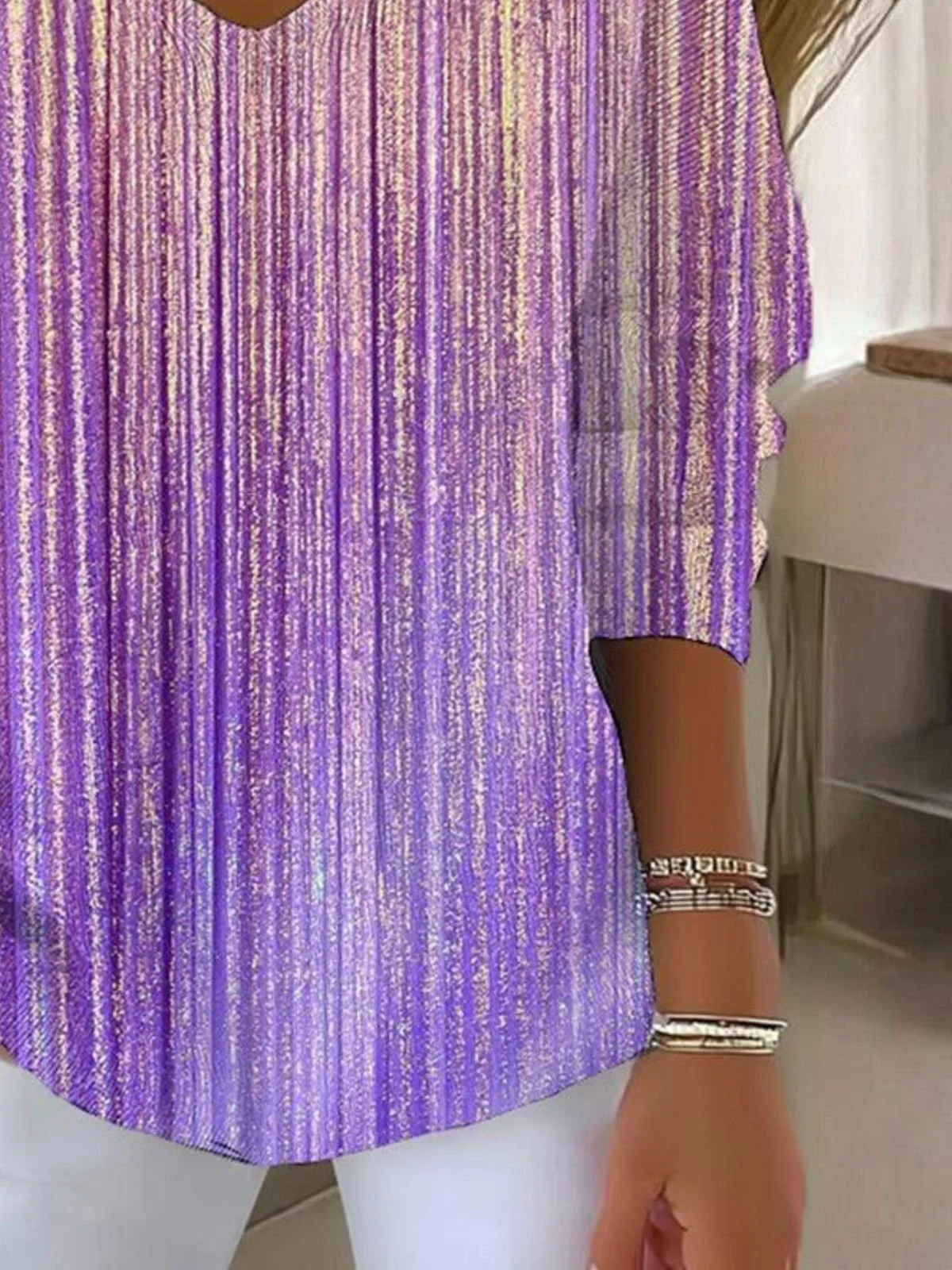 Women Cotton Striped Long Sleeve Comfy Casual Sweater