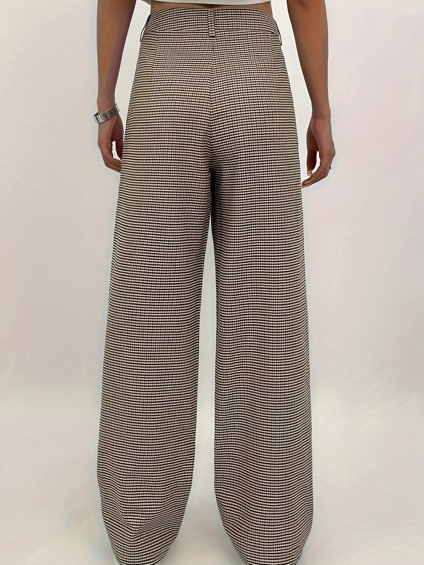 Women Houndstooth Long Pants Casual Spring/Fall Trousers