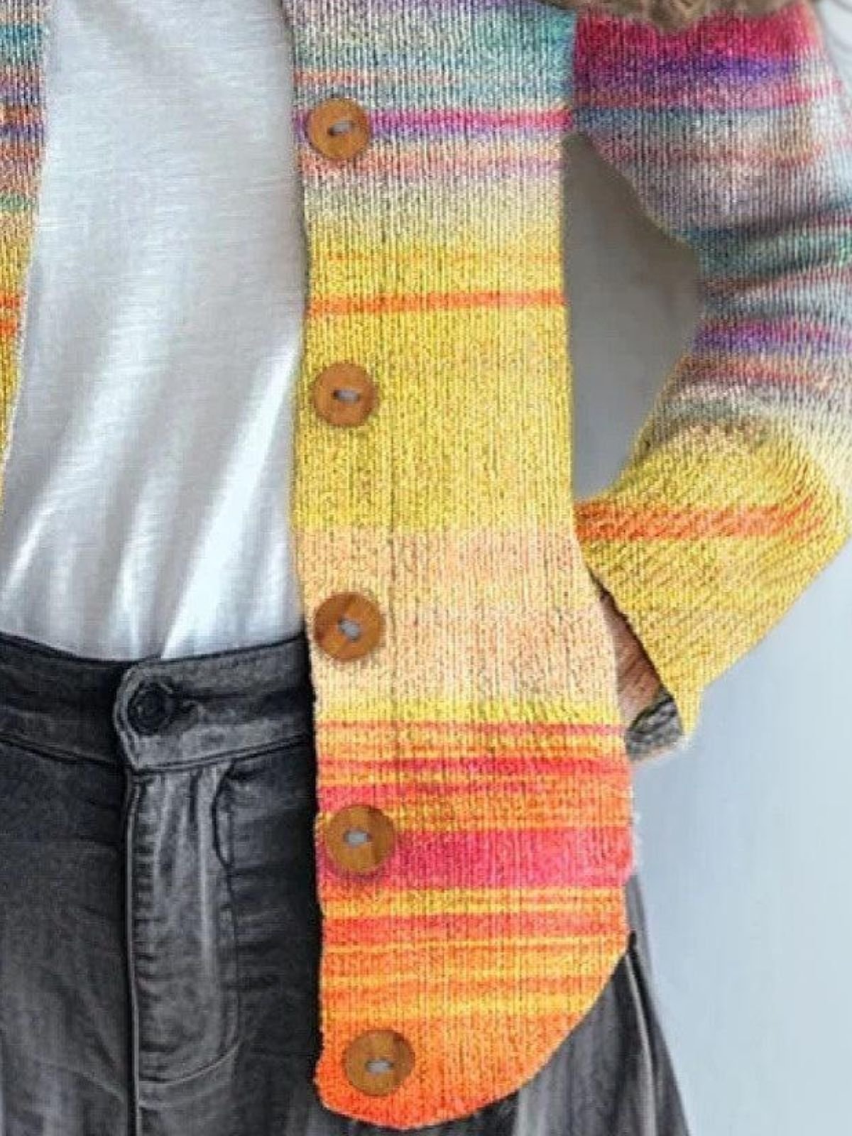 Women Knitted Ombre Long Sleeve Comfy Vintage Cardigan