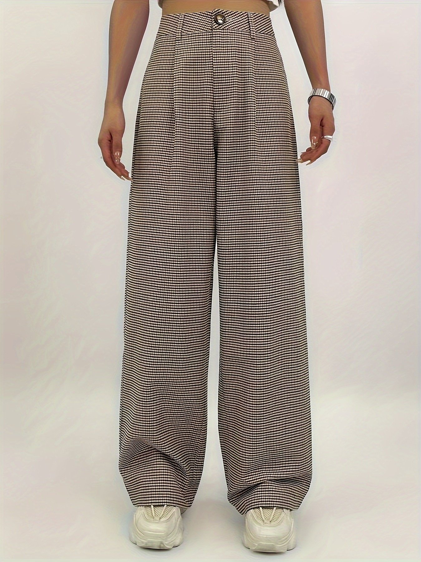 Women Houndstooth Long Pants Casual Spring/Fall Trousers