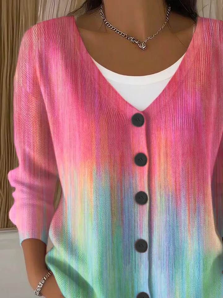 Women Abstract Long Sleeve Comfy Casual Printing Cardigan