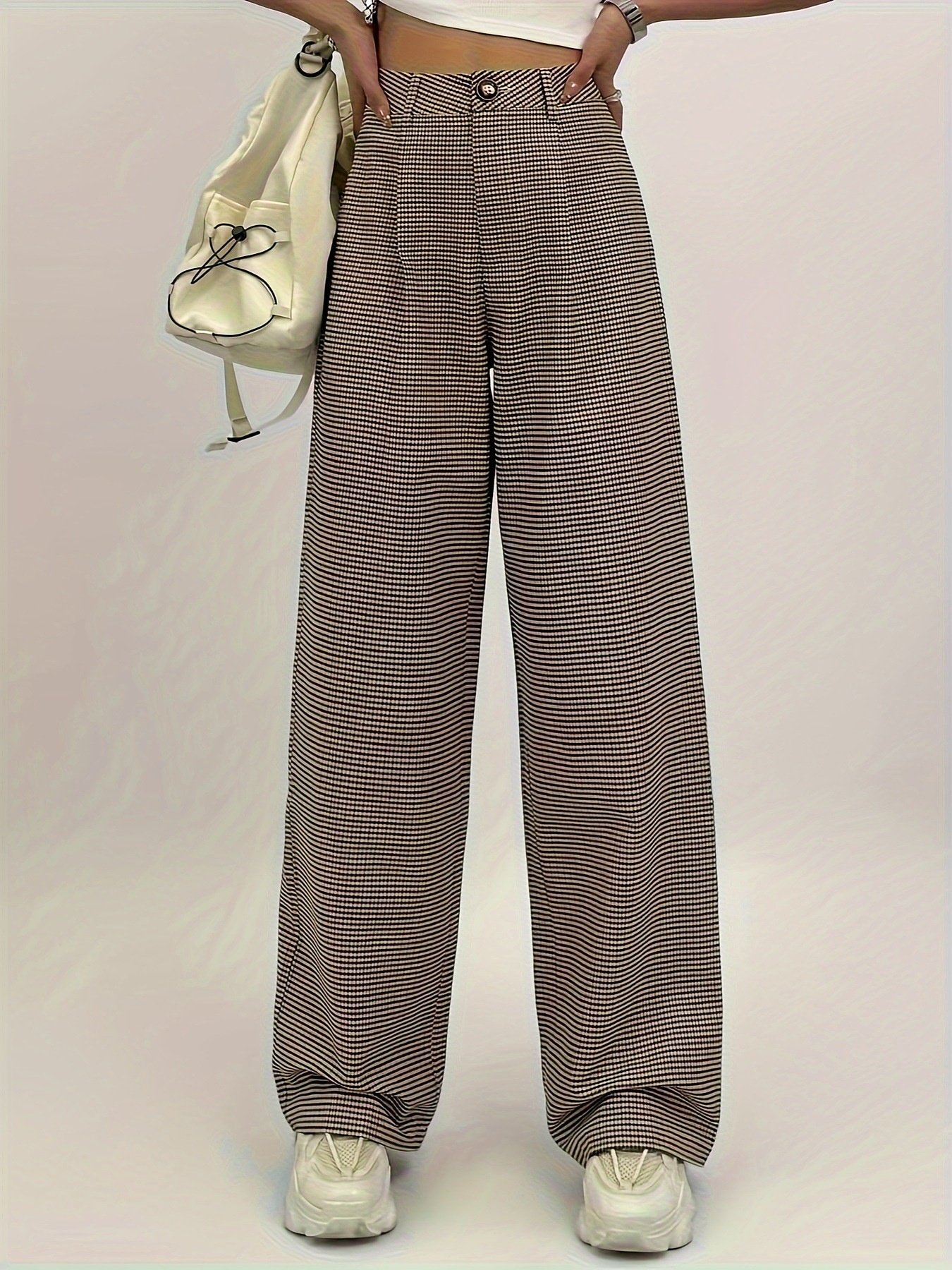 Women Houndstooth Long Pants Casual Spring/Fall Trousers
