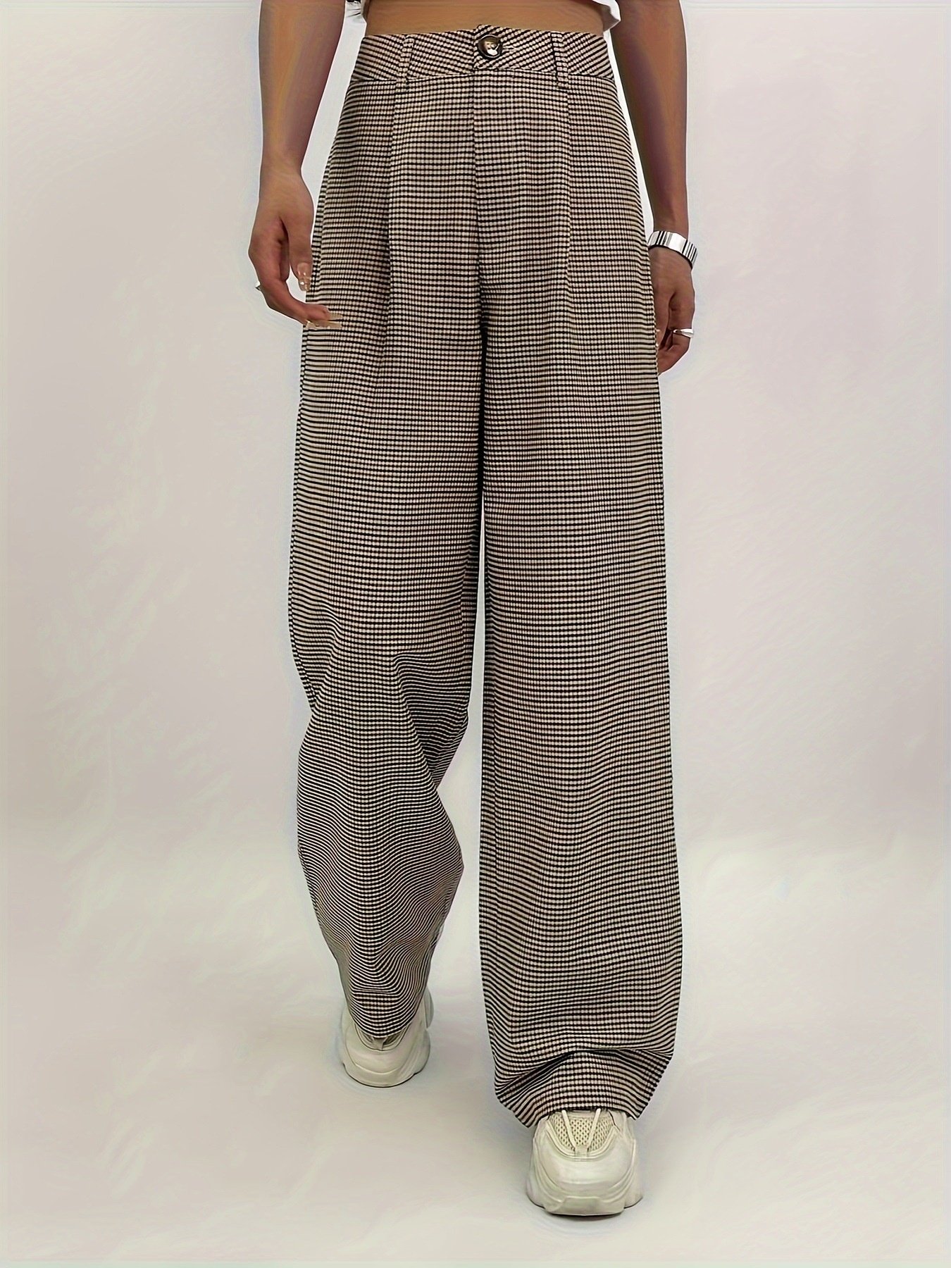 Women Houndstooth Long Pants Casual Spring/Fall Trousers