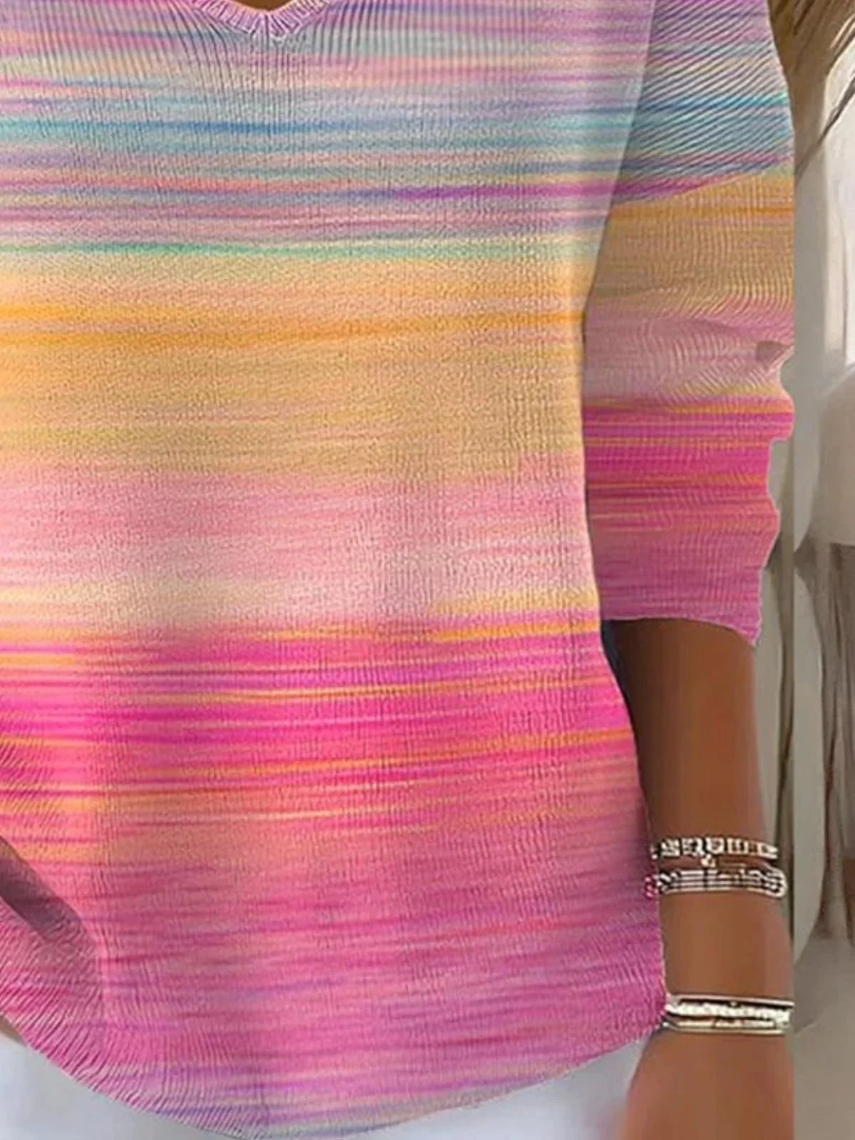 Women Cotton Ombre Long Sleeve Comfy Casual Sweater