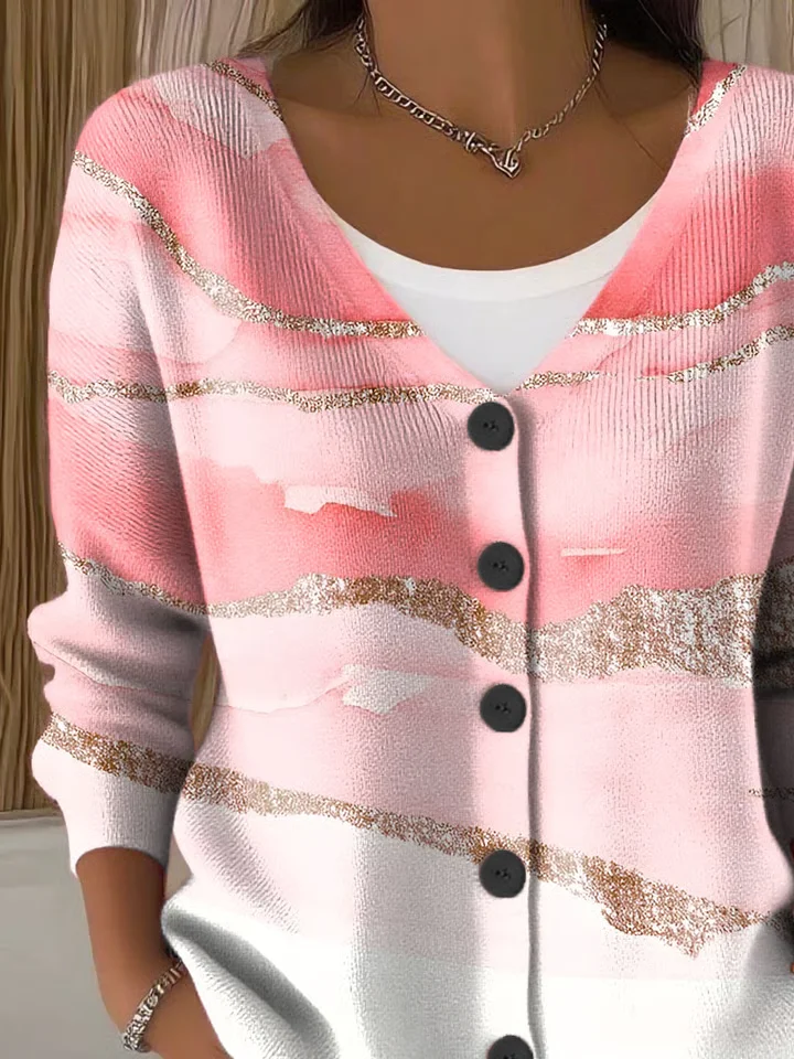 Women Abstract Long Sleeve Comfy Casual Printing Cardigan